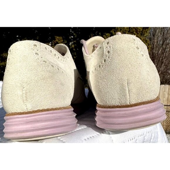 Cole Haan Alisa Wingtip Oxford Shoe Womens 9.5 Gray Suede Purple Academia Preppy - Picture 5 of 10